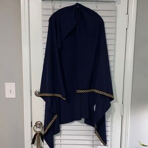 Elegant Navy Blue Swim Sarong with Gold Accents